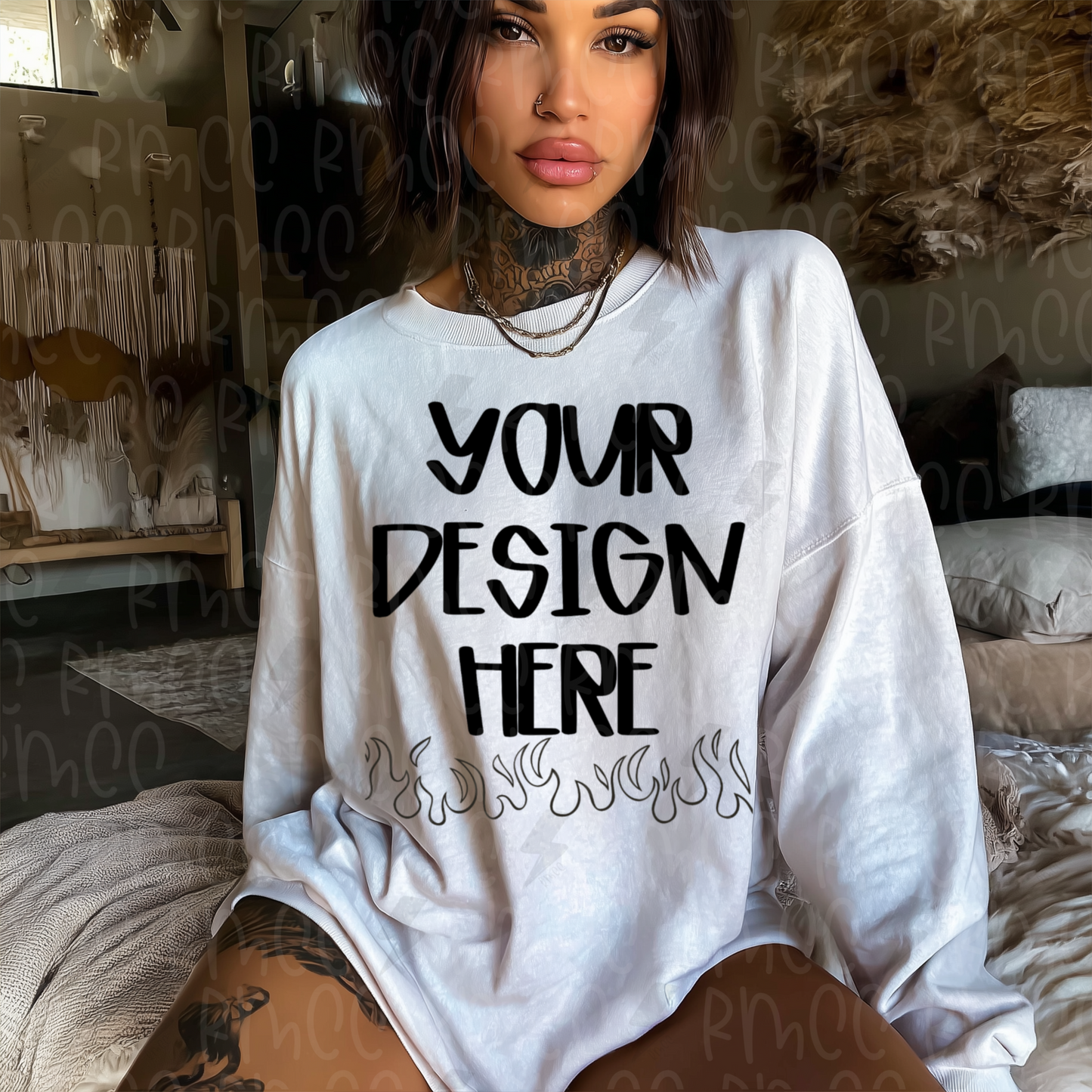 Mock Up White Sweatshirt