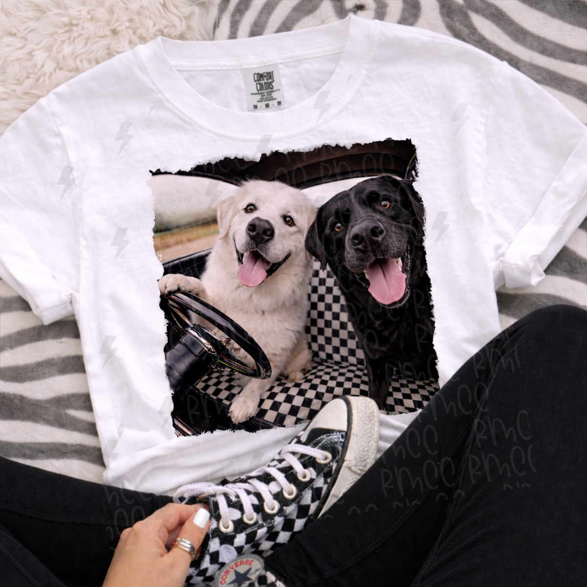 ride or die pyrenees + black lab | PNG