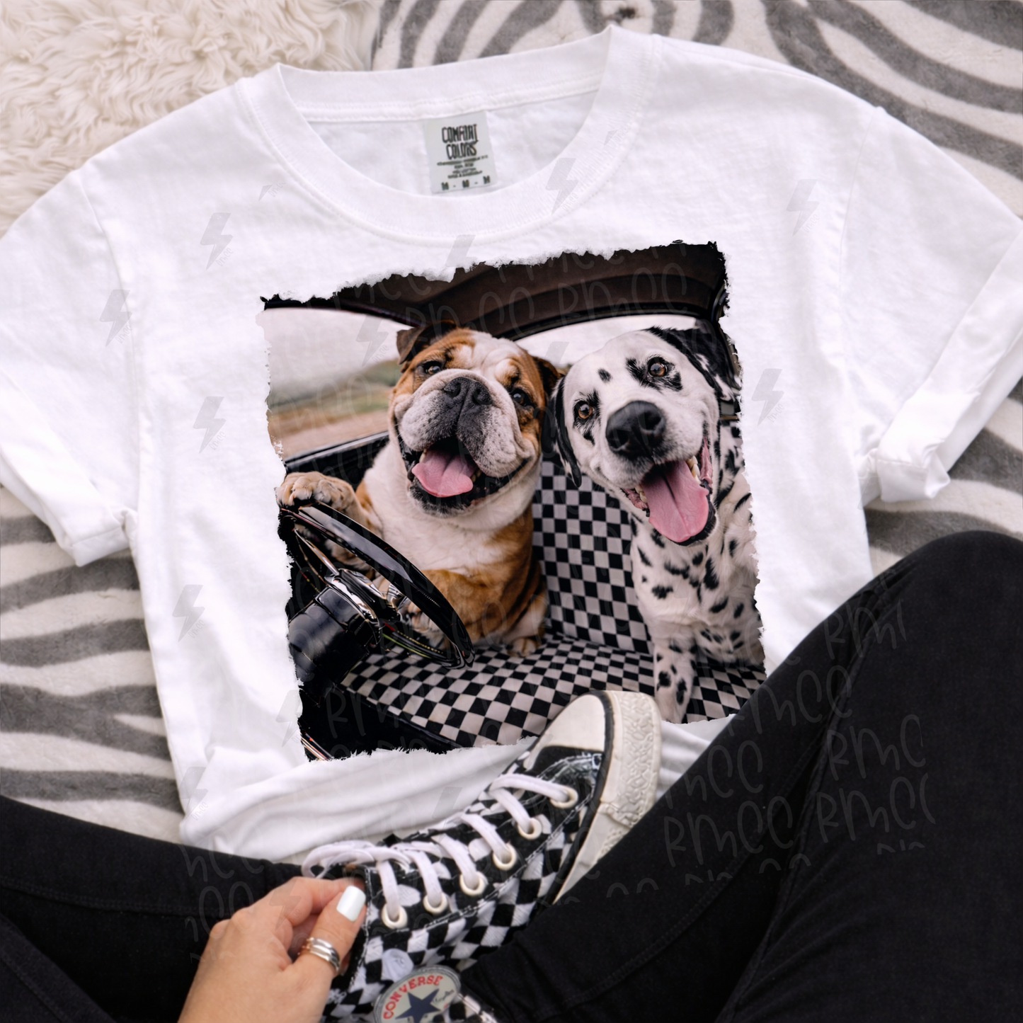 ride or die english bulldog + dalmatian | PNG