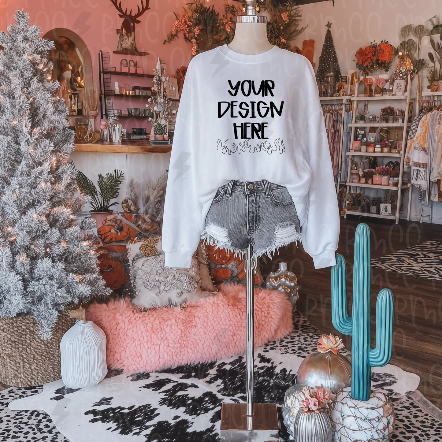 Mock Up | White Sweatshirt | Christmas