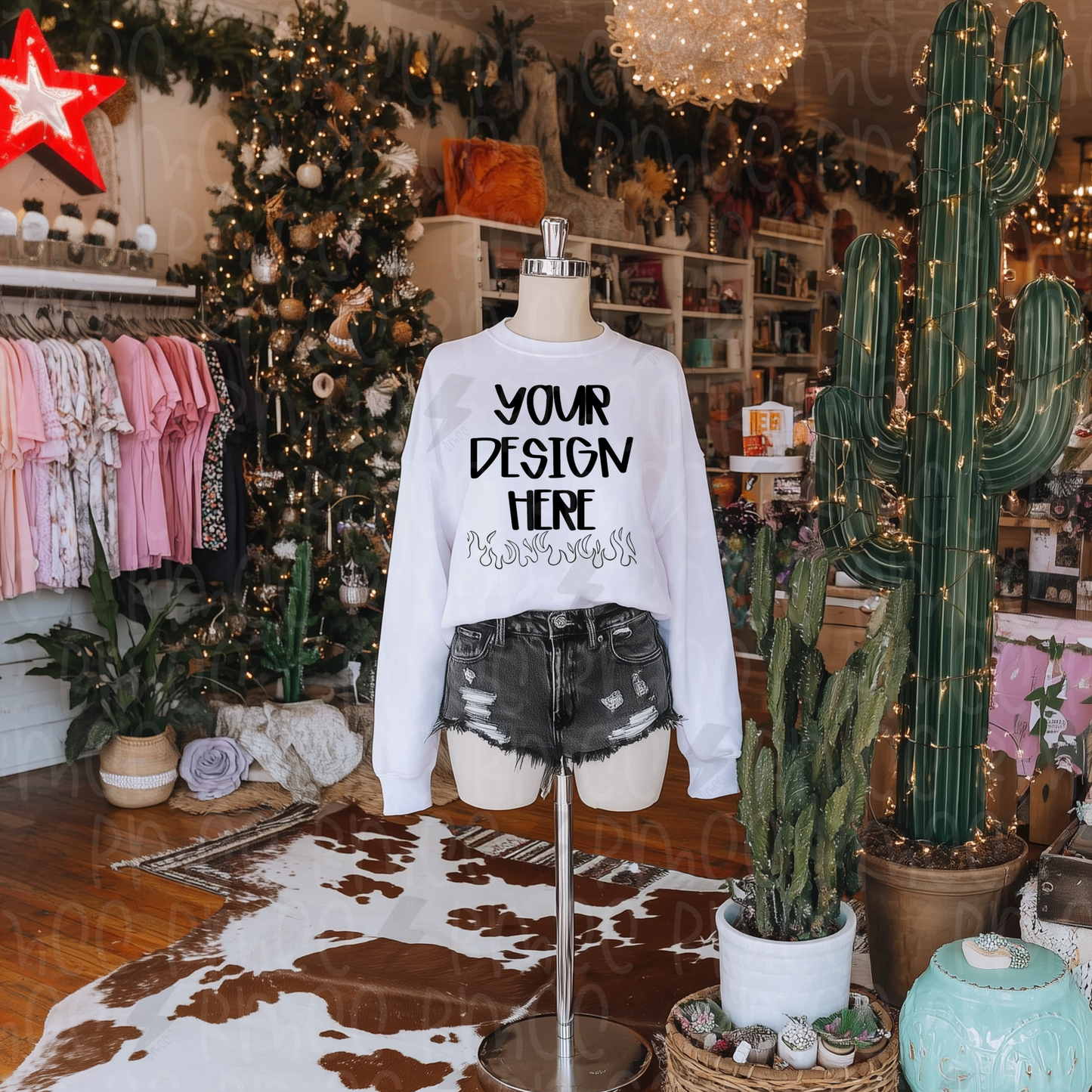 Mock Up | White Sweatshirt | Christmas