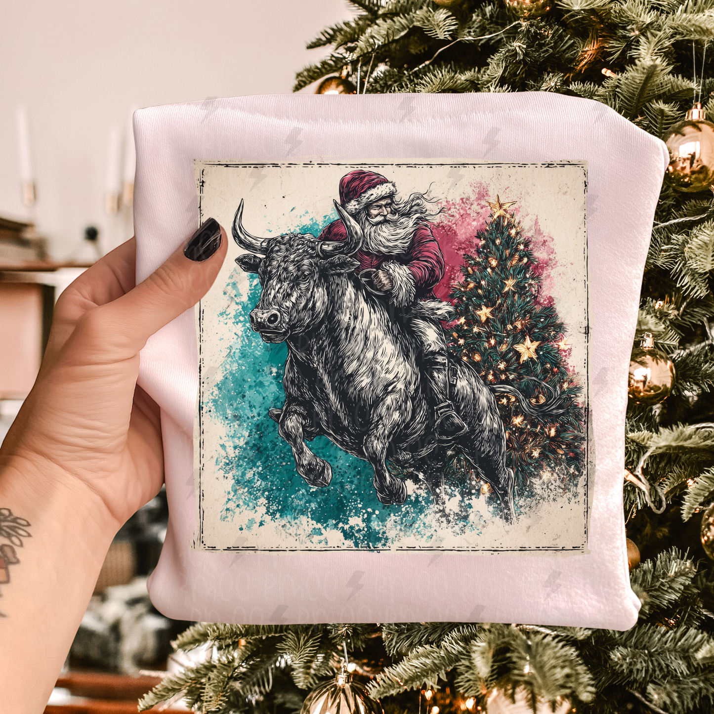 Bull riding Santa | PNG | Christmas