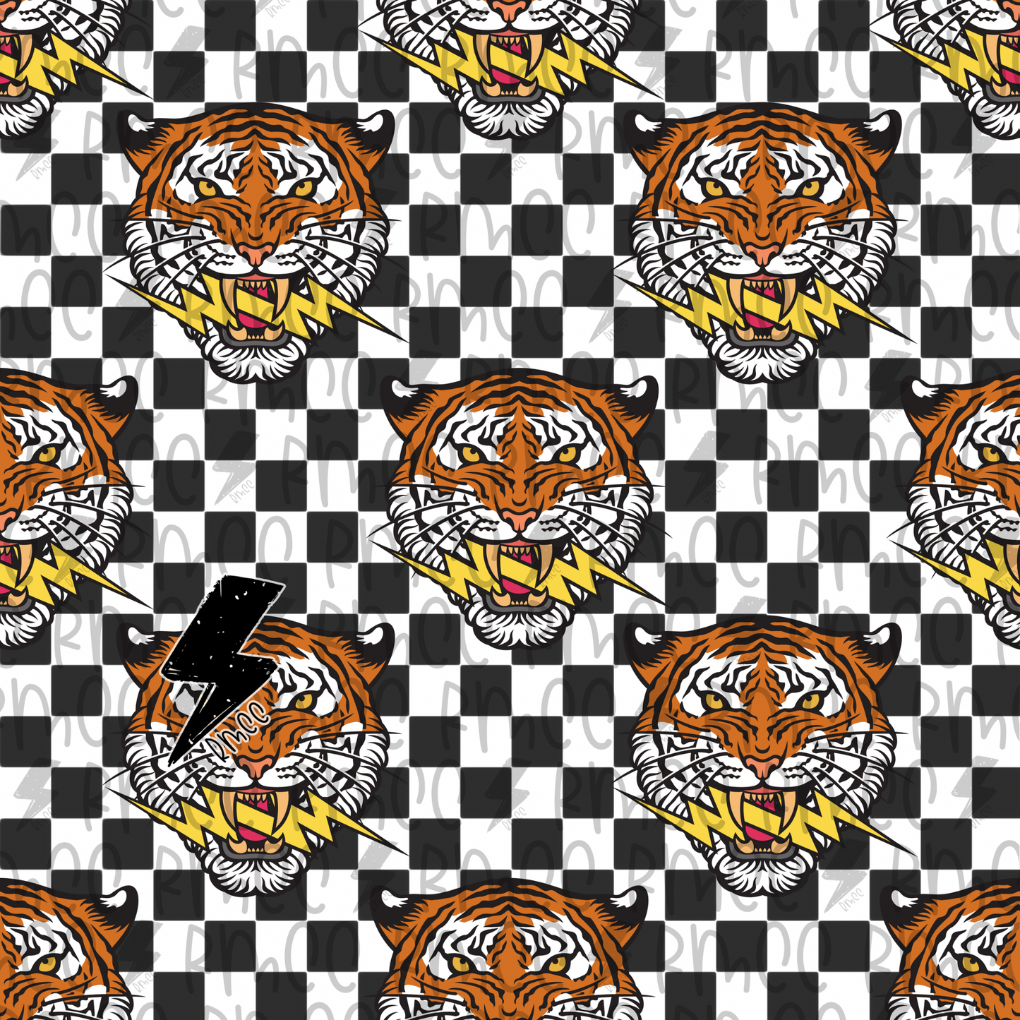 Tiger Black Checker | Seamless PNG