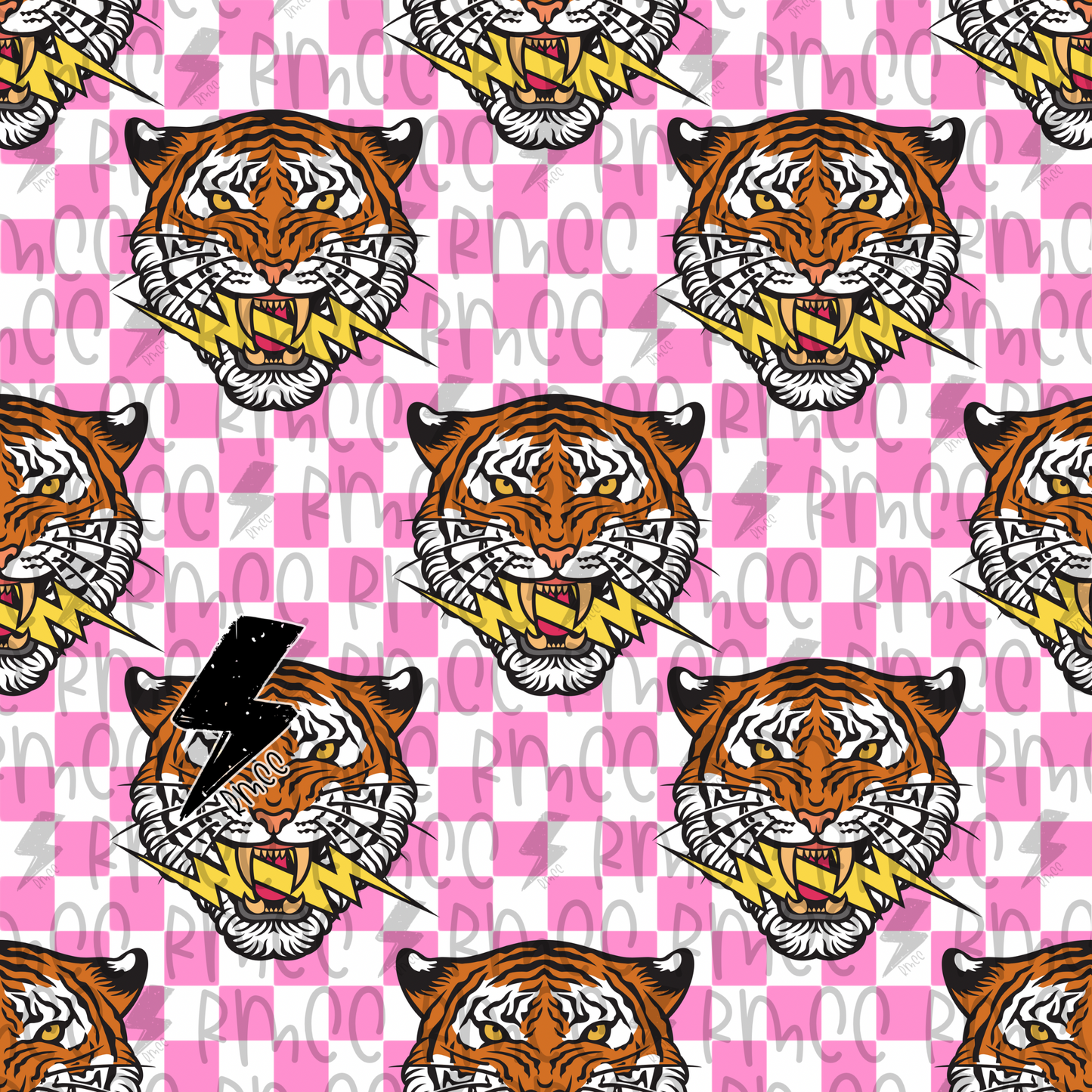 Tiger Pink Checker | Seamless PNG