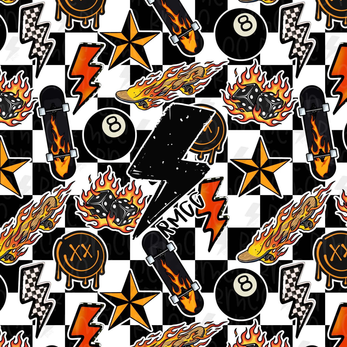 Skate flame - 7 colorways | Seamless PNG