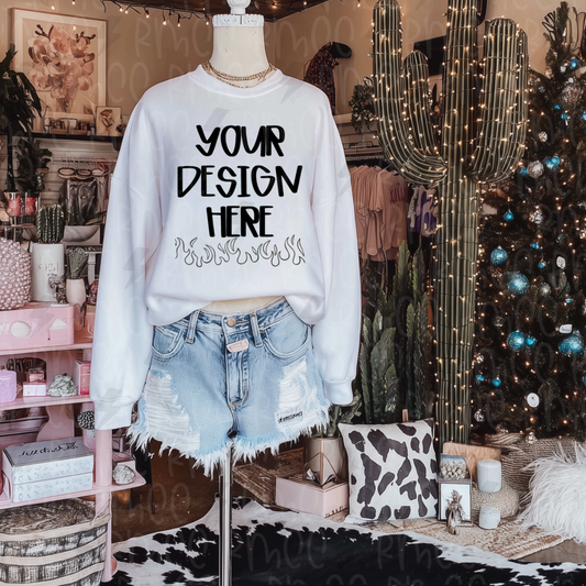 Mock Up | White Sweatshirt | Christmas