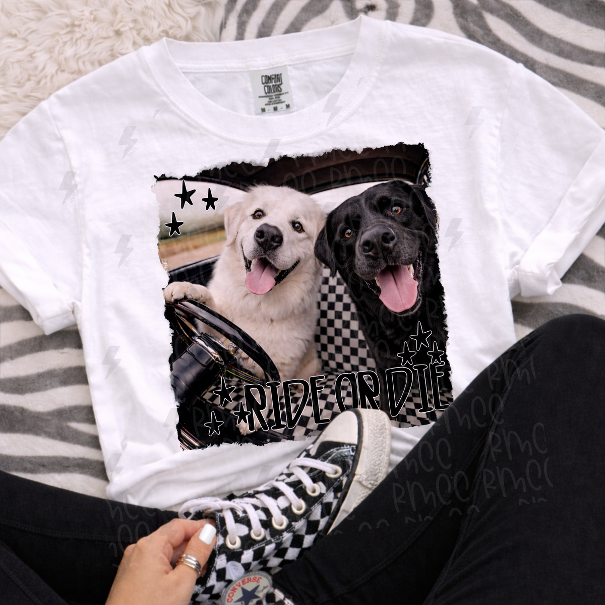 ride or die pyrenees + black lab | PNG