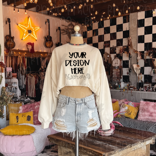 Mock Up | White Sweatshirt | Cropped