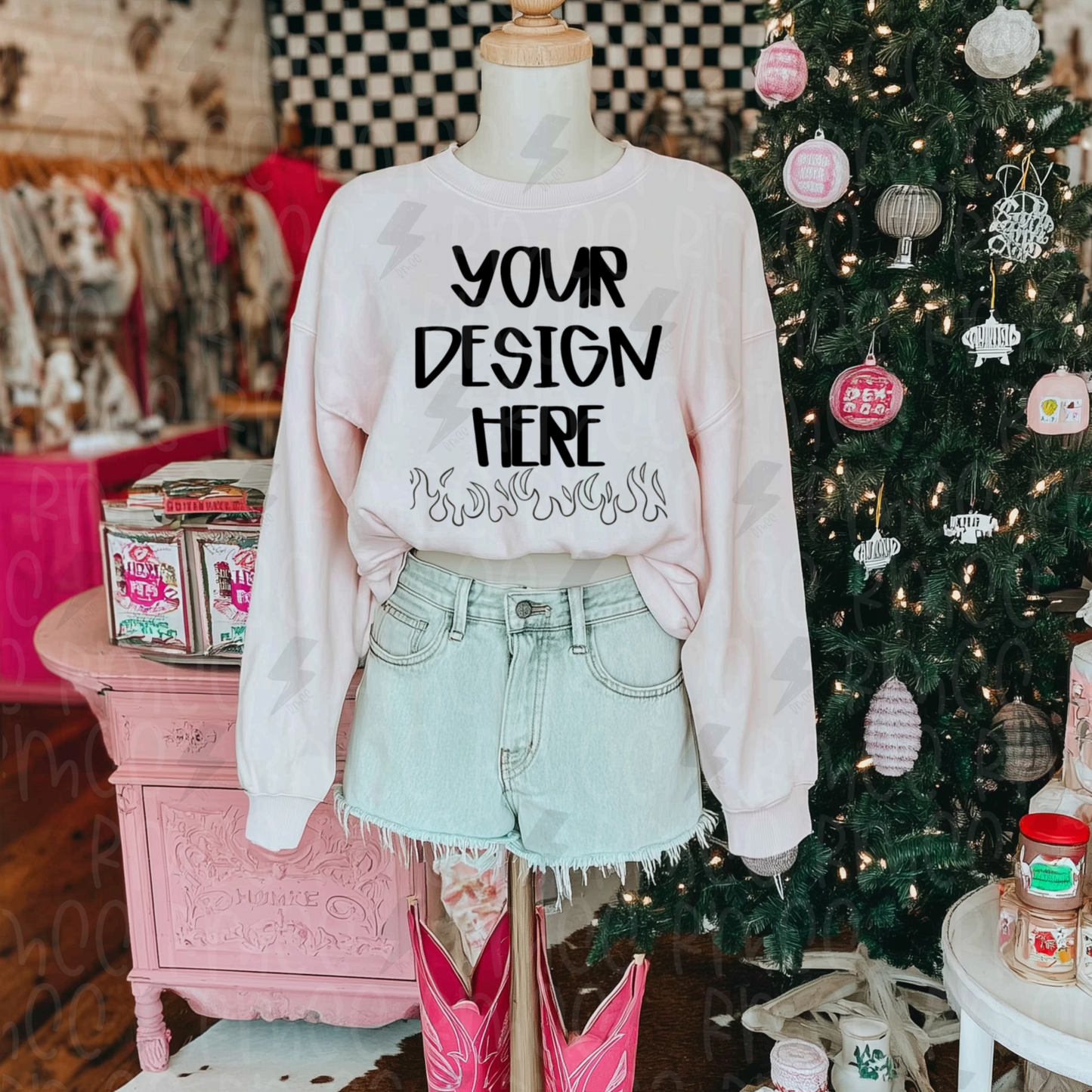 Mock Up | Light Pink Sweatshirt | Christmas