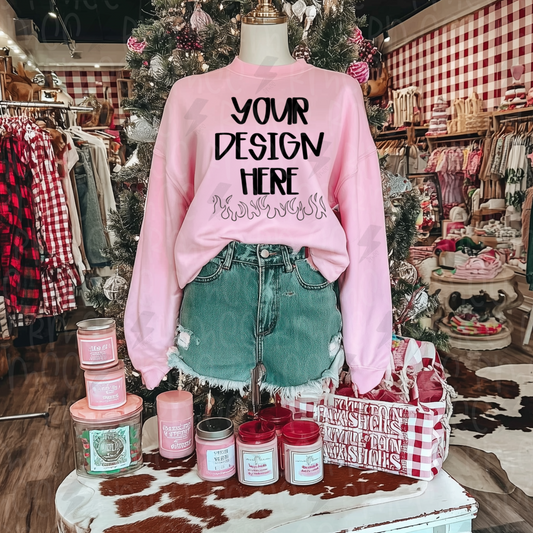 Mock Up | Pink Sweatshirt | Christmas