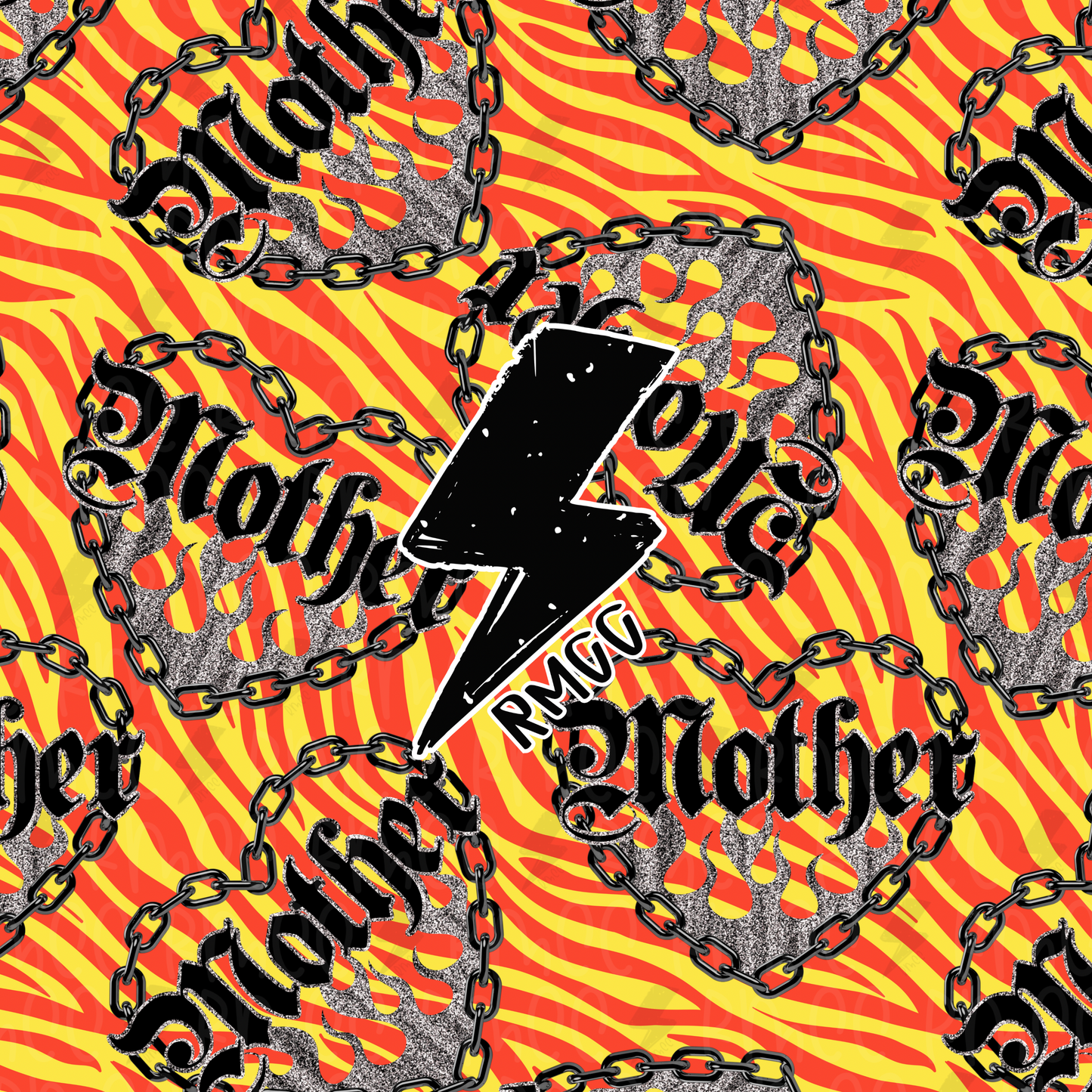 Orange Zebra Mother | Seamless PNG