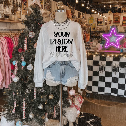 Mock Up | White Sweatshirt | Christmas