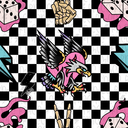 Dead Cute & Dangerous Black Checker | Seamless PNG
