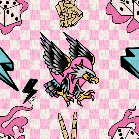 Dead Cute & Dangerous Pink Checker | Seamless PNG