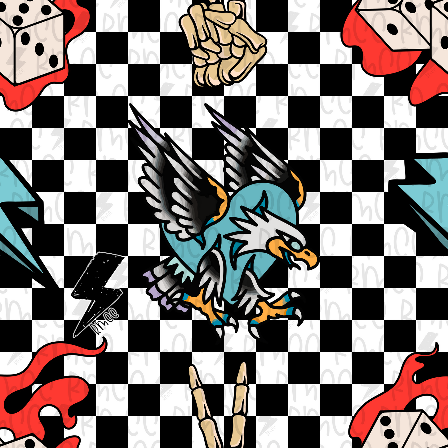 Dead Cute & Dangerous R&B Black Checker | Seamless PNG