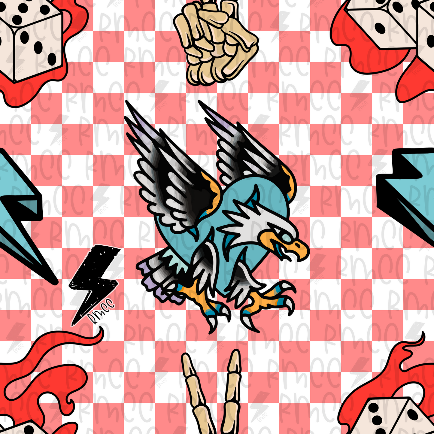 Dead Cute & Dangerous R&B Red Checker | Seamless PNG
