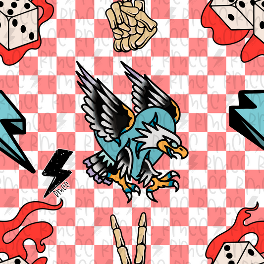 Dead Cute & Dangerous R&B Red Checker | Seamless PNG