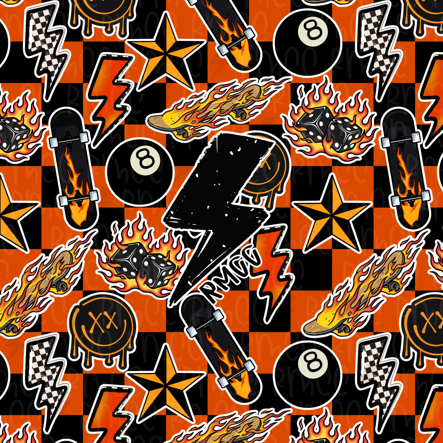 Skate flame - 7 colorways | Seamless PNG