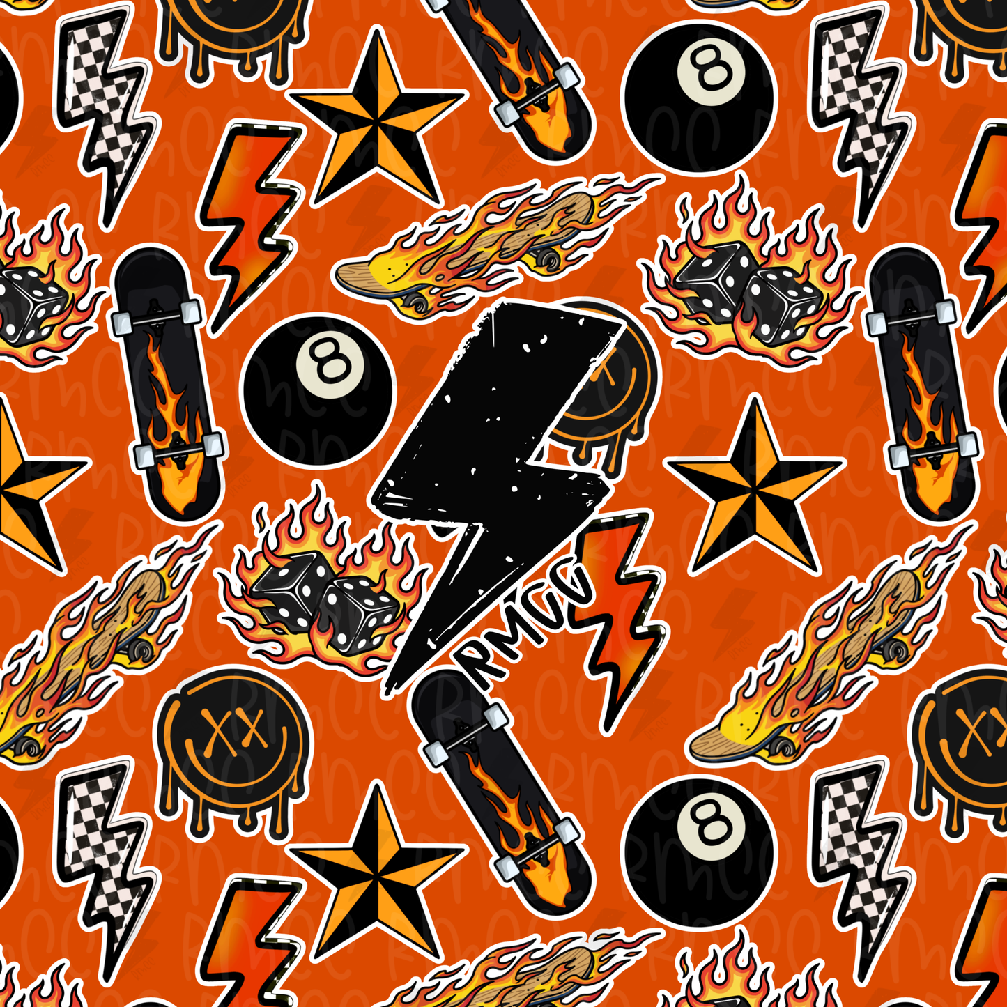 Skate flame - 7 colorways | Seamless PNG