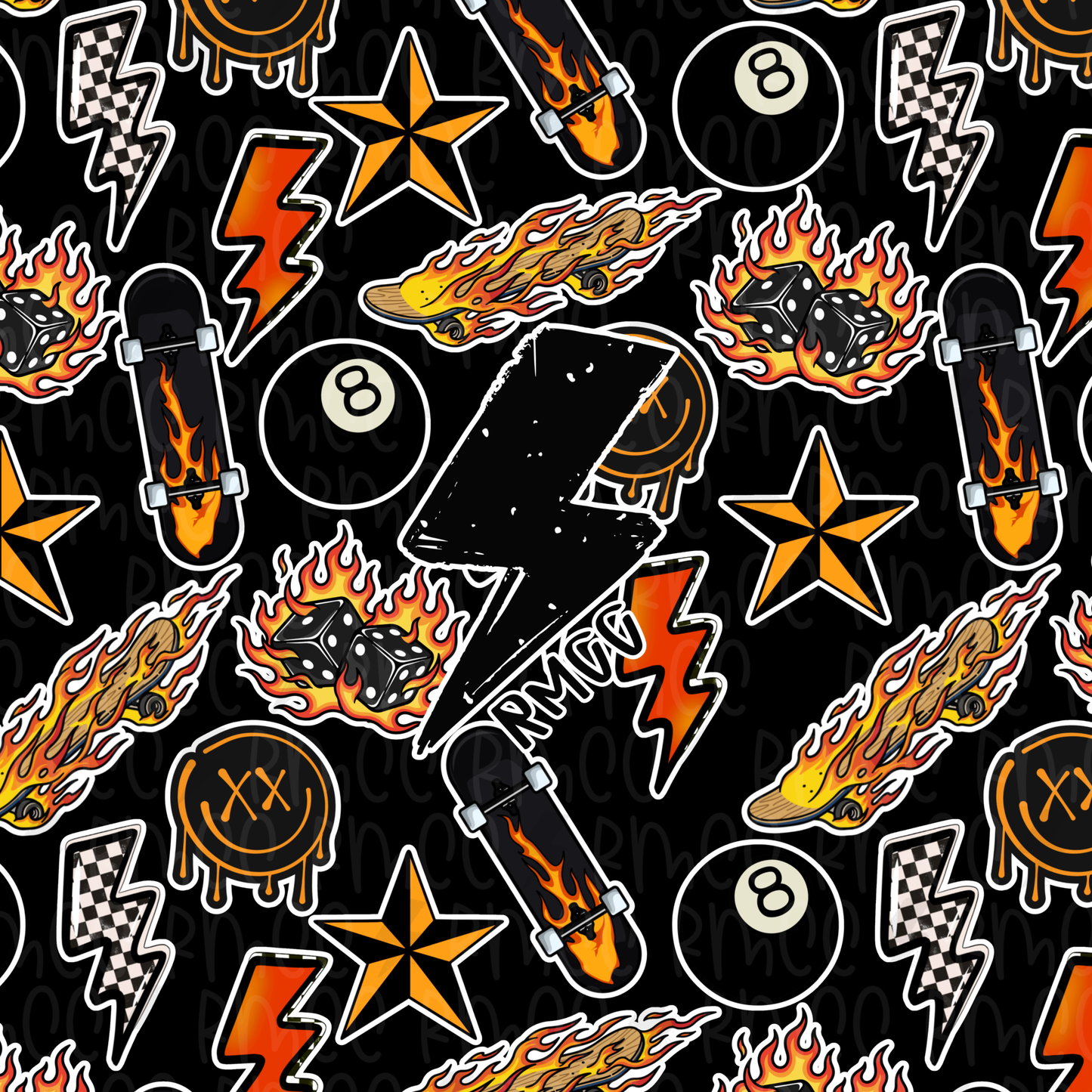 Skate flame - 7 colorways | Seamless PNG