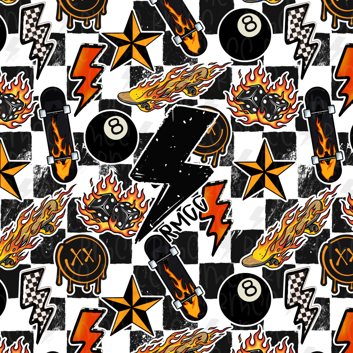 Skate flame - 7 colorways | Seamless PNG