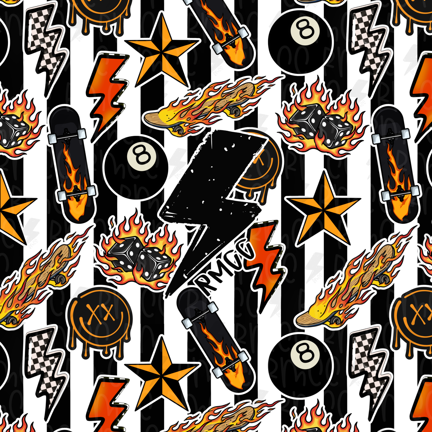 Skate flame - 7 colorways | Seamless PNG