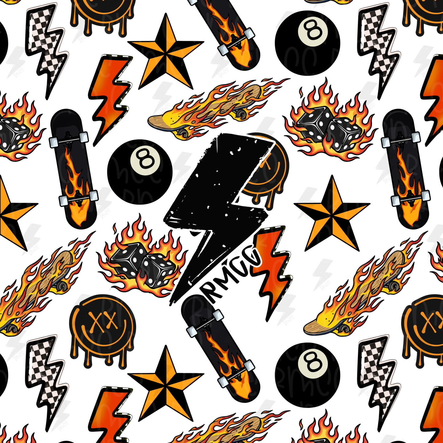 Skate flame - 7 colorways | Seamless PNG