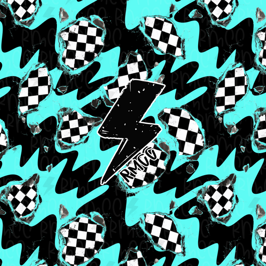 Checker turquoise waves | Seamless PNG