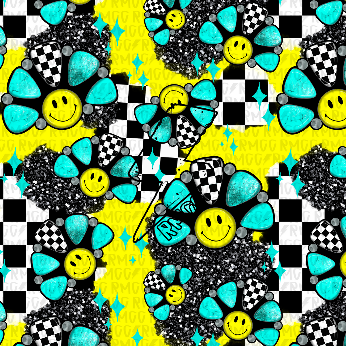 Turquoise smiley | Seamless PNG