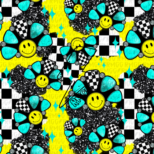 Turquoise smiley | Seamless PNG